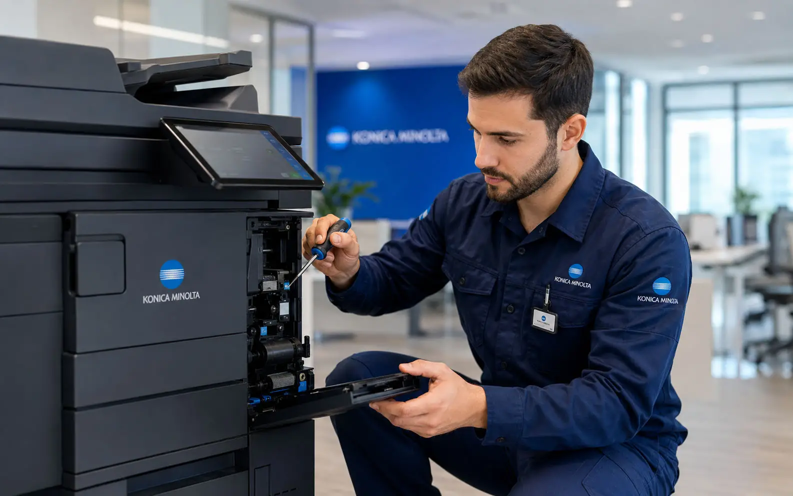 Τεχνικός σε service πολυμηχανήματος Konica Minolta